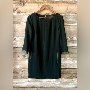RAG & BONE- Harlow Leather Trim Shift Dress in Black